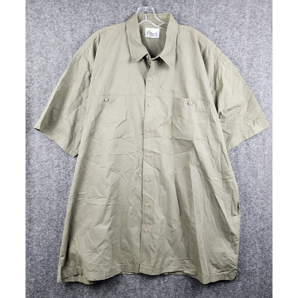 World Wide Sportsman Fishing Shirt Men XXL Olive Green Embroidered Back